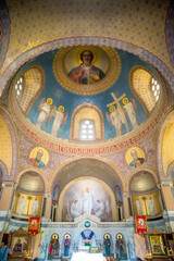 Fototapeta na wymiar Interior of Russian orthodox church.
