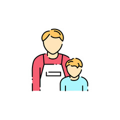 Single father color line icon. Defective family.