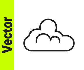 Black line Cloud weather icon isolated on white background. Vector.