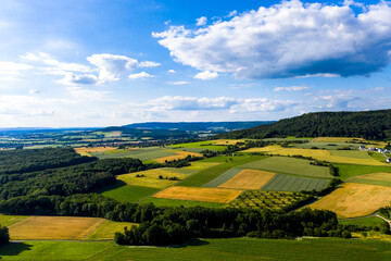 Fototapeta na wymiar Aerial view, Agricultural growing area, Eggolsheim municipality, Franconia, Bavaria, Germany,