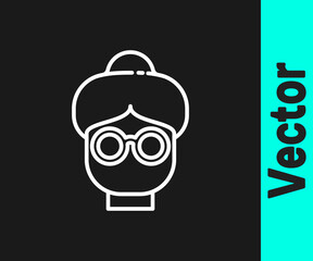 White line Grandmother icon isolated on black background. Vector.
