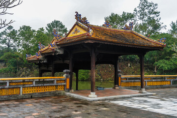 Obraz premium Ancient Tu Duc royal tomb and Gardens Of Tu Duc Emperor near Hue, Vietnam. A Unesco World Heritage Site