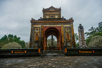 Ancient Tu Duc royal tomb and Gardens Of Tu Duc Emperor near Hue, Vietnam. A Unesco World Heritage Site