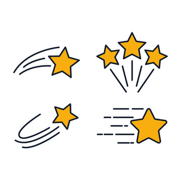 star set icons. Shining star. Abstract Falling Star symbol vector illustration