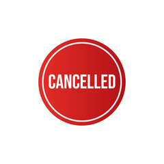 Cancelled sign or icon vector illustration, Red cancelled rubber