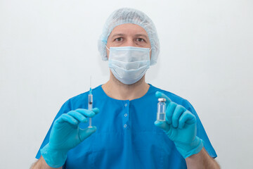 Medical brother with syringe, vaccination