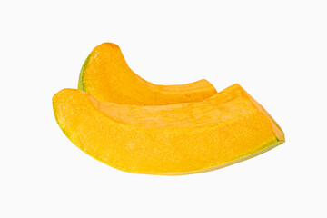 orange pumpkin slice isolated on white background