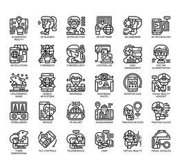 Obraz premium Set of Augmented reality technology thin line and pixel perfect icons for any web and app project.