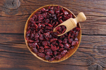 Dried cranberries in plate