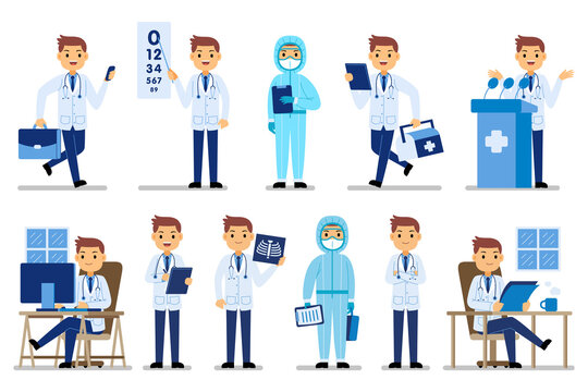 Doctor profession character with vector illustration. Flat design style.