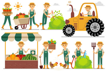 Farmer profession character with vector illustration. Flat design style.