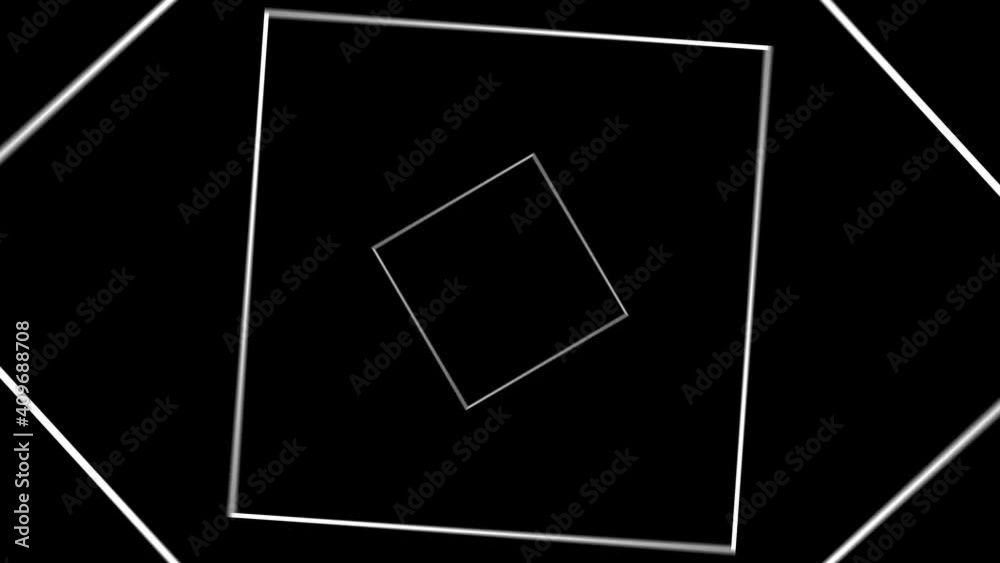 Poster Abstract Square Neon Tunnel With Reflection, Computer Generated Background, 2d Rendering