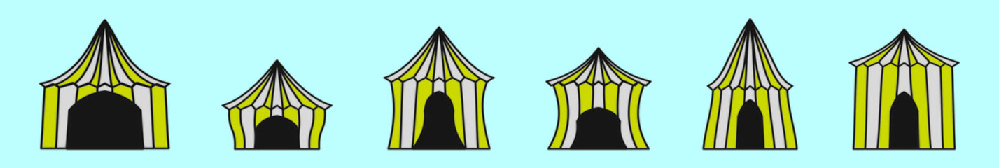 set of circus cartoon icon design template with various models. vector illustration isolated on blue background