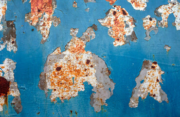 Rust of metal rust corrosive iron old blue use as illustration for presentation.