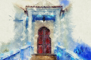 Chefchaouen, a city with blue painted houses. A city with narrow, beautiful, blue streets. - obrazy, fototapety, plakaty