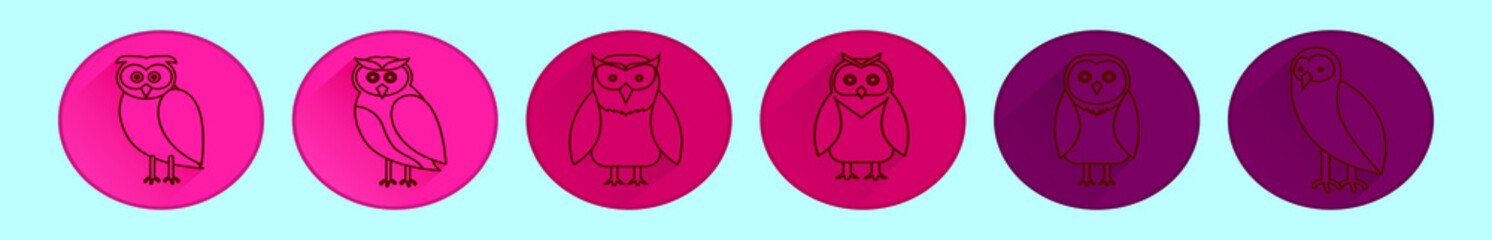 set of owl cartoon icon design template with various models. vector illustration isolated on blue background