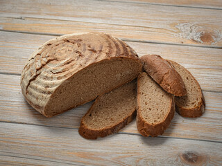 Brot, Runde Brot, bread , round bread, bread on wooden board, Snack, Koliennetraten, Bakery products, frisian bread