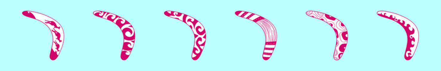 Set of native boomerangs cartoon icon design template with various models. vector illustration isolated on blue background