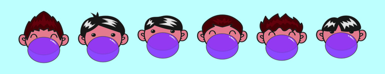 set of bubble gum cartoon icon design template with various models. vector illustration isolated on blue background