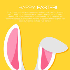 Happy Easter card. Set of  Easter eggs  on a yellow background.  Vector isolated Illustration with Bunny