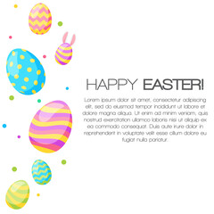 Happy Easter card. Set of cute Easter eggs with different texture on a white background.  Vector isolated Illustration. 