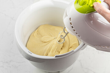 Yeast pastries with apple and raisins series image 03