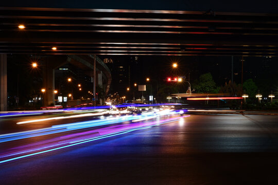 traffic at night in Thailand 