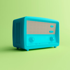 3d illustration. Old radio vintage concept. Minimal
