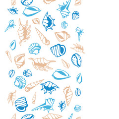 Seamless pattern with seashells.