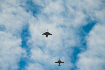 Military aircraft in the air
