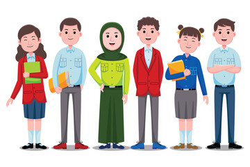 Happy Students Character.