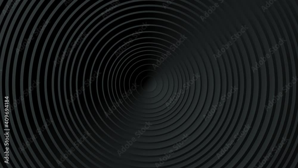 Poster Abstract pattern of circles with the effect of displacement. Black clean rings animation. Abstract background for business presentation. Seamless loop 4k 3d render