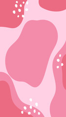 Abstract background in pink shades. Hand drawn various shapes and doodle objects. Use for Instagram stories. Contemporary modern trendy vector illustrations.