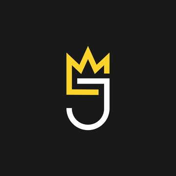 Simple Letter J Crown King Queen Vector Logo Template