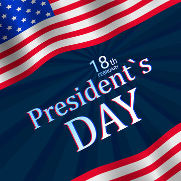 Presidents ' Day in the United States. Patriotic background with flag for Happy Presidents Day. Square vector banner