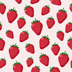 Red strawberry seamless pattern. Vector berries
