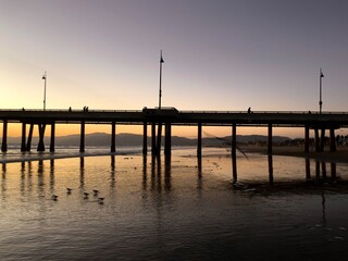 Fototapeta na wymiar Venice Beach Sunset at fishing pier