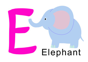 letter E, elephant, alphabet 