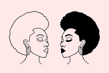 Face of black woman with short hair and earrings