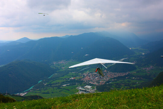 Hang gliding taken in Julian Alps, Slovenia