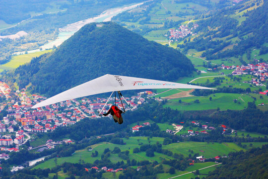 Hang gliding taken in Julian Alps, Slovenia