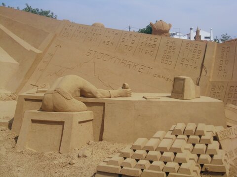 The Sand City. International Sand Sculpture Festival FIESA at the Pera village. The world biggest sand sculptures. Pera, Algarve, Portugal - September 10 2009
