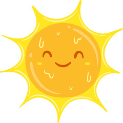 Sun with flat design style. Summer Illustration.