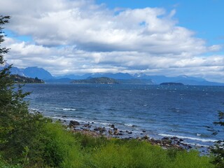 Sights of the beach from a route in Bariloche