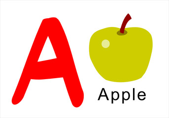 red apple alphabet letter A