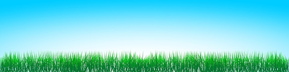 Fototapeta premium Grünes Gras, Blauer Himmel Vektor. Illustration für Hintergrund, Ostergrüße, Kalender usw.