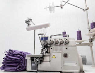 Industrial Sewing machine overlock with lilac threads