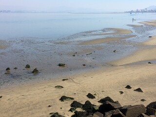 Obraz premium River margin view at Caminha Portugal