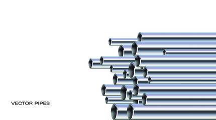 Vector illustration of stack of shiny pipes