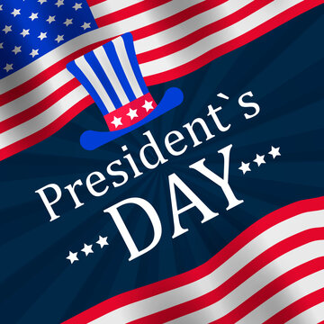 Presidents ' Day in the United States. Patriotic background with flag for Happy Presidents Day. Square vector banner.